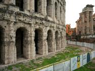 The ancient theatre of Marcellus surrounded by awnings