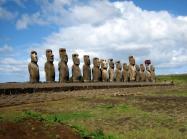 Ahu Tongariki on Easter Island. These moai were restored in the 1990's by a Japanese research team after a cyclone knocked them over in the 1960's.