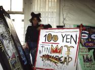 Basquiat with works inside