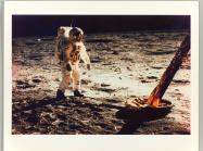 Neil Armstrong, Buzz Aldrin Walking on the Surface of the Moon Near a Leg of the Lunar Module, 1969