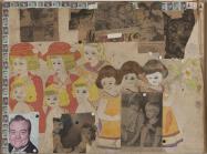 Henry Darger collage with drawing of little girls and photos
