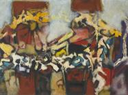 Aubrey Williams, Maya Dynasty, 1980. Oil on canvas, 91 x 182 cm. 