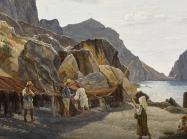 Fishing Scene next to cliff detail