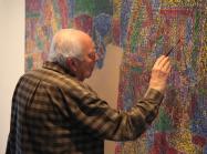 Jasper Johns working in his painting studio, Sharon Connecticut, 2013.