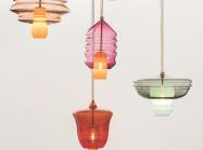 Jorge Pardo, Untitled, 2022, set of 5 lamps: glass and hardware, dimensions variable. Courtesy of the artist and Petzel, New York.