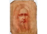 da vinci drawing in red pencil of a Jesus' face