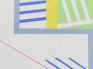 Eveline Luppi abstract geometric painting in blue, pale green, and yellow