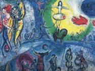 detail of marc chagall circus image, blue