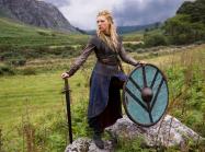 Katheryn Winnick as Lagertha from the popular History Channel show Vikings. Characters such as Lagertha exemplify the modern fascination with Viking warrior women, also known as Shield Maidens. Though dramatized for TV by Winnick, Lagertha is thought to be a historical individual known mainly through Norwegian folktales and the Danish history written in the 12th century CE by Saxo Grammaticus.