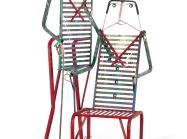 Richard Dial (American, born 1955), The Comfort of the First Born, 1988. Mixed media (welded steel, plastic tubing, paint). 69 1/2 x 46 x 39 in.