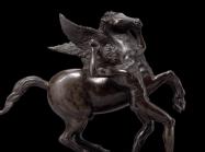 Winged pegasus and man sculpture detail