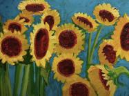 close up view of sunflower painting