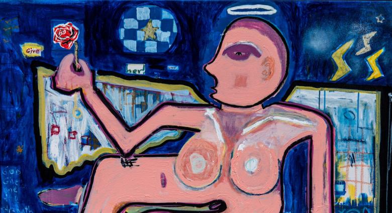 Luca Vigorelli, Give Her My Love, 36 x 50, Mixed Media on Canvas, 2017