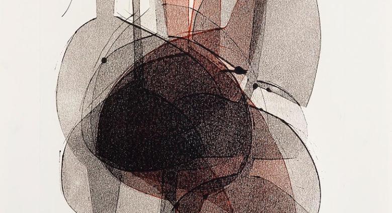 Otto Neumann, Abstract Composition, 1964, monotype, 25in x 17in