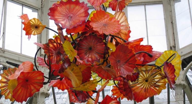Glass art by Dale Chihuly at an extensive exhibition at Kew Gardens, London, in 2005