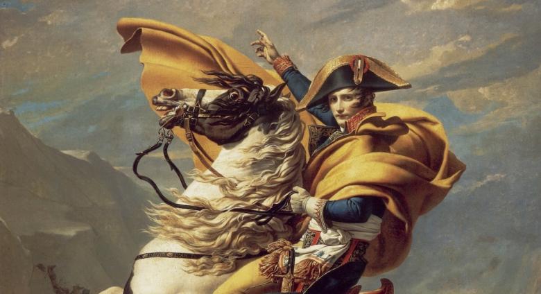 Jacques-Louis David, Napoleon Crossing the Alps (1805), oil on canvas, Wikimedia Commons