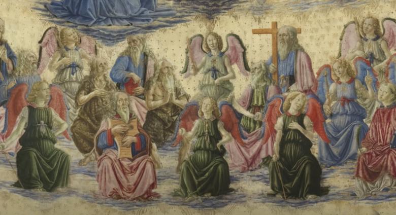 Detail of angel painting, group of angels