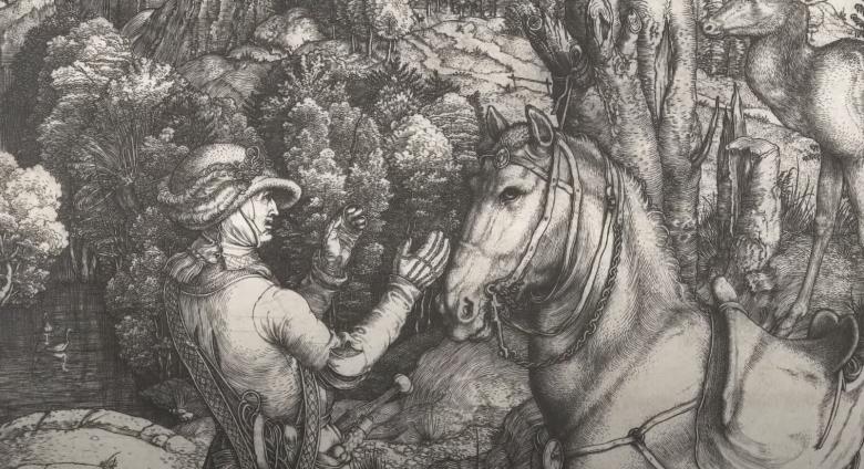 durer print detail horse and figure