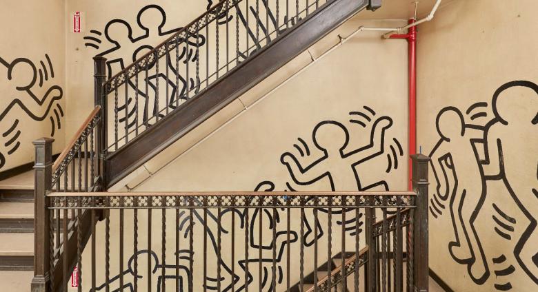 Keith Haring's monumental 85-foot mural, Untitled (The Church of the Ascension Grace House Mural), circa 1983/1984.