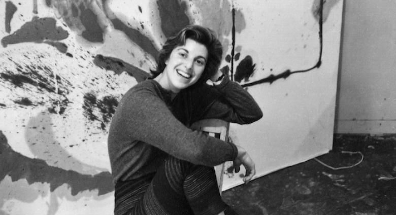 Frankenthaler in her Third Avenue studio with Alassio (1960, in progress), New York, 1960. Helen Frankenthaler Foundation Archives, New York. 