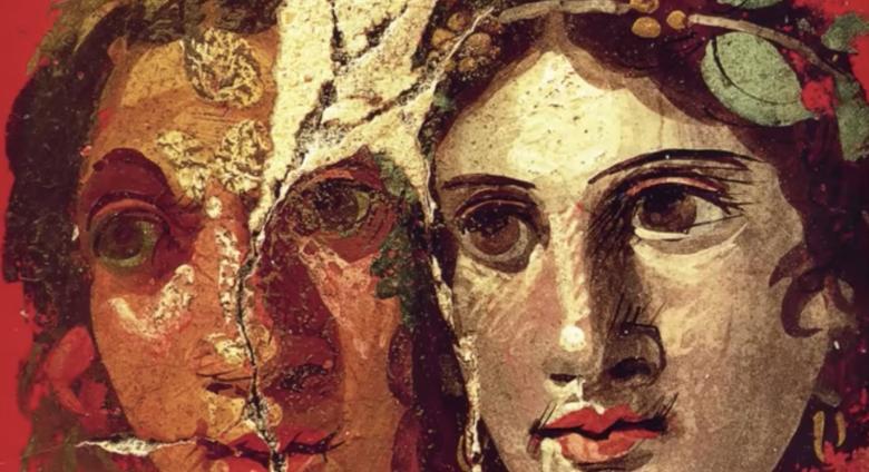 ancient fresco of two women