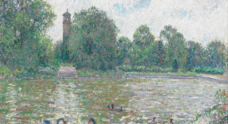 Camille Pissarro (French, 1830–1903), Pièce d'eau à Kew, Londres (Ornamental Lake at Kew [Gardens], London), 1892
