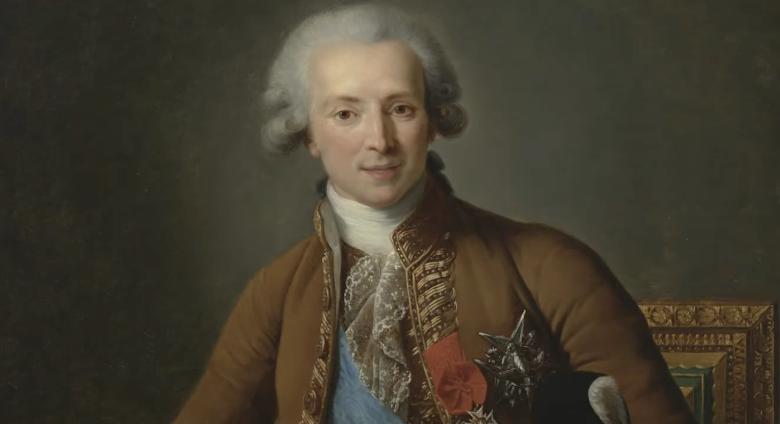 Detail of portrait of wealthy man sitting in chair