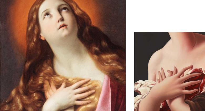 Guido Reni, The Penitent Magdalene, 1637 and Jesse Mockrin, Unyielding, 2023 at Robert Simon Fine Art