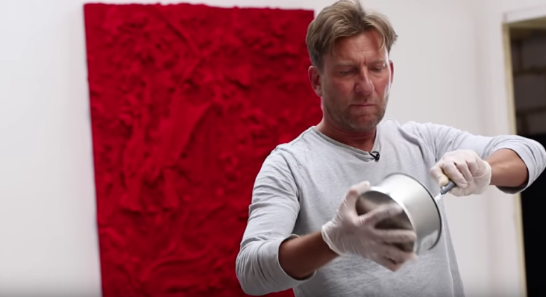Jason Martin prepares his materials