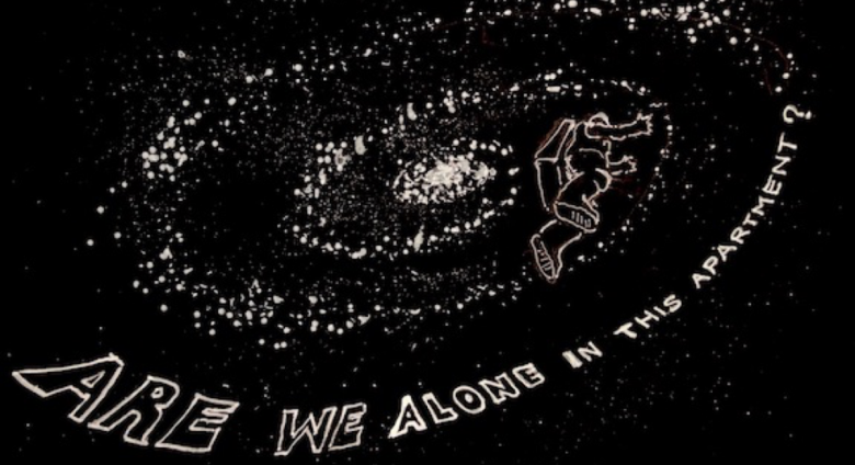  Luca Buvoli, Are We Alone in this Apartment?, (Astrodoubt) 2020, mixed media on paper, 9 x 12 in, Courtesy of the Artis