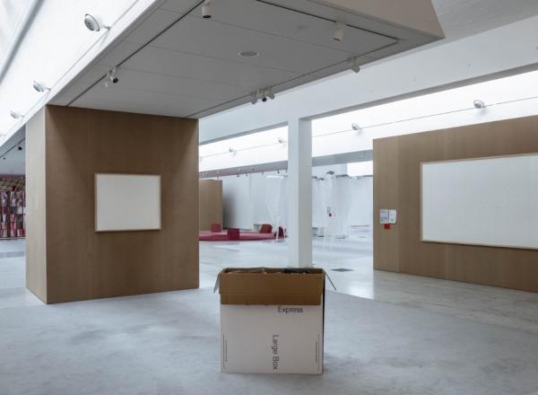  Installation view of Jens Haaning's conceptual work, 'Take the Money and Run,' at the Kunsten Museum of Modern Art in Aalborg.