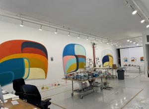 Joanna Pousette-Dart's studio, with paintings and works on paper in progress for her recent exhibition Centering at Lisson Gallery in New York.