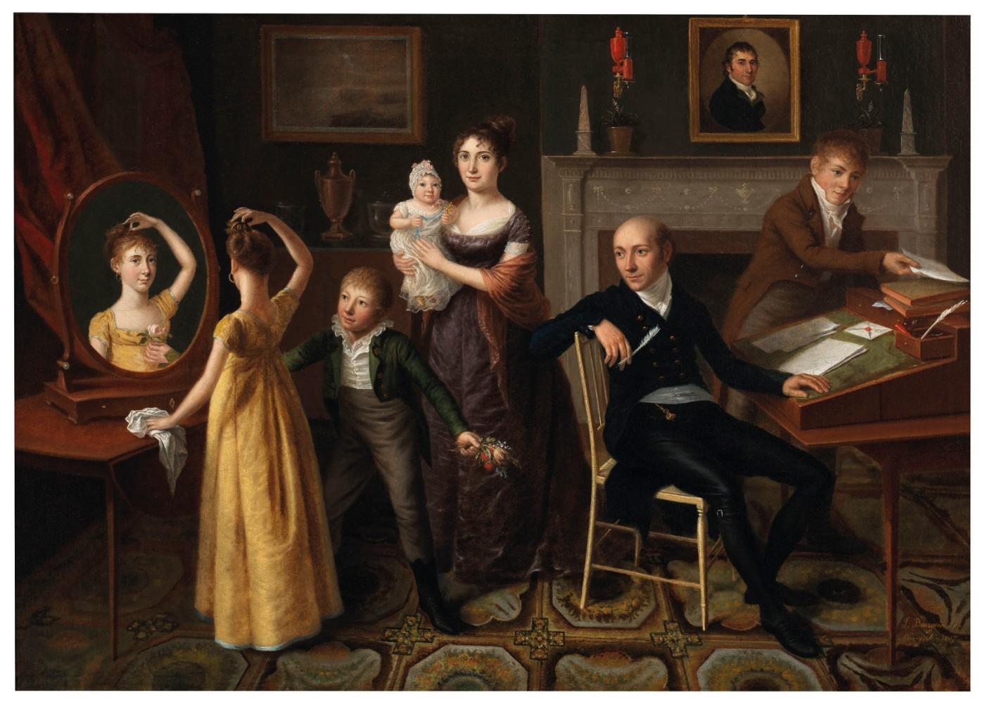 Francois-Joseph Bourgoin (active 1762-1817), Family Group in a New York Interior, 1807