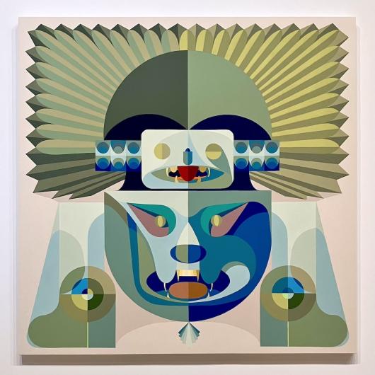 Eamon Ore-Giron, Talking Shit with My Jaguar Face, 2024. Mineral paint and vinyl paint on canvas, 72 x 72 in.