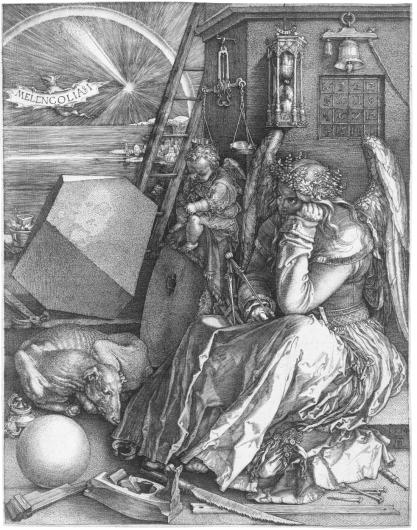 Dürer_Melancholia_I.jpg Albrecht Dürer, Melancholia 1, 1514. Engraving. Minneapolis Institute of Art, Minneapolis, Minnesota.