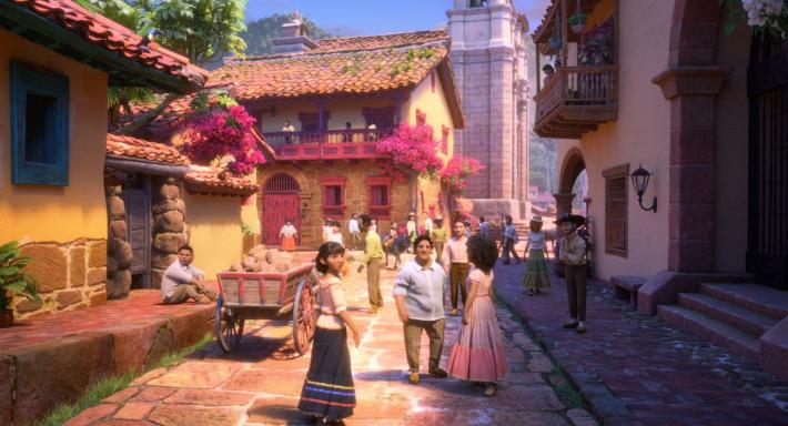 Film still featuring the town.