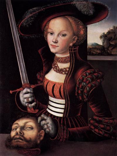 Lucas Cranach the Elder, Judith with the head of Holofernes, 1530. Jagdschloss Grunewald, Berlin. Courtesy Wikimedia Commons.