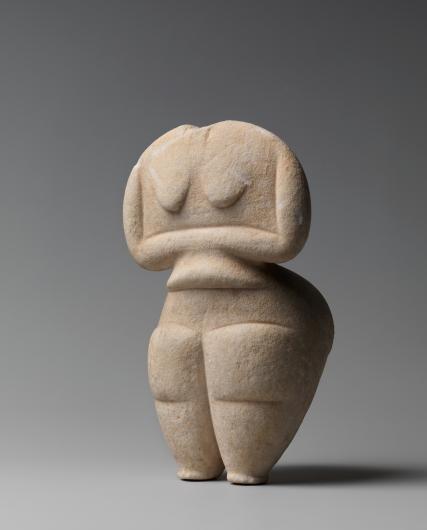 Made by the Cycladic culture in the Final Neolithic period, 4500–4000 B.C. Height is 8 7/16 in (21.4 cm).
