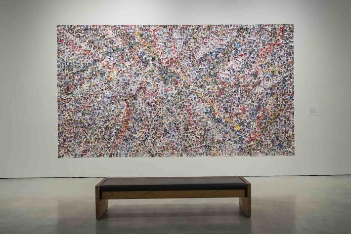 Marc-Antoine K. Phaneuf, Canadian Painting (2013-2019), hockey cards and masking tape (267 x 478 cm),