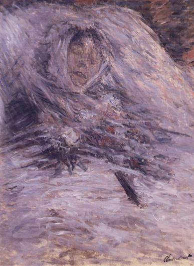 Monet painting of a his wife on her death bed