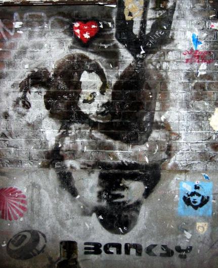 Photo of Banksy stencil art, January 2004. Brick Lane, London. Photograph by Michael Reeve.