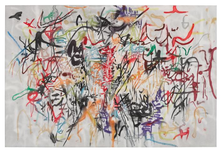 Julie Mehretu multi-colored abstract print